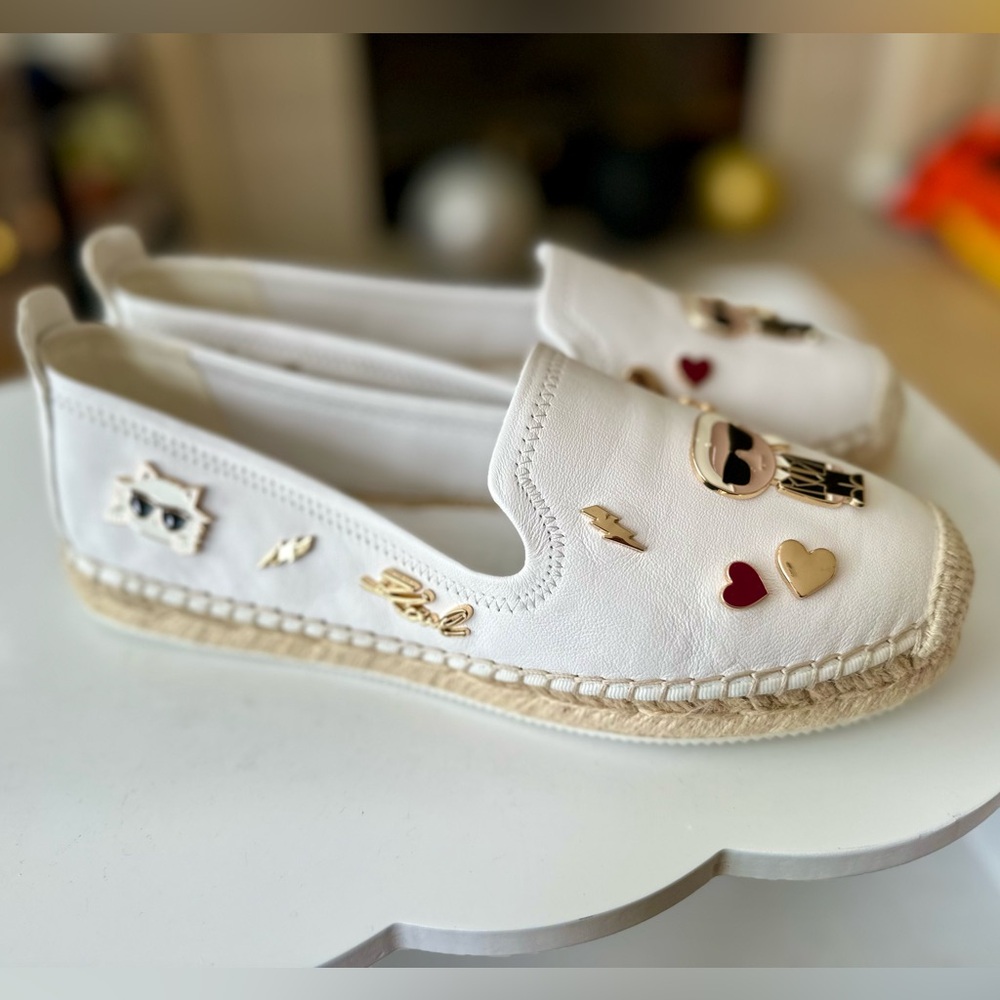 Karl Lagerfeld White Espadrille Flats